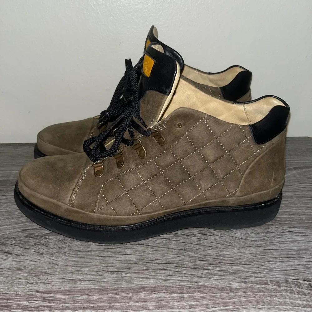 Samuel Hubbard Mens Lace Up Quilted Leather‎ Ankle Boots Brown Size 10.5 M